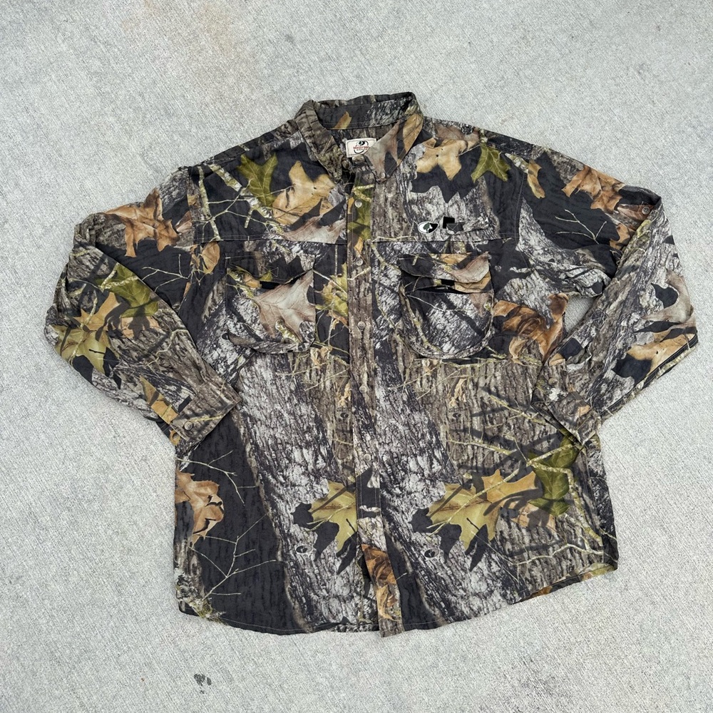 Vintage mossy oak camo button up long sleeve size XL vented hunting
